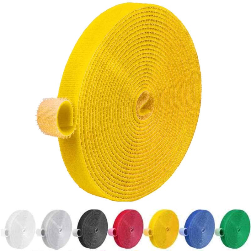 Ifnow Yellow 32Ft Reusable Fastening Tape Cable Ties Double-Sided Hook-And-Loop Cable Management Tape Strength And Durability 0.4''/Width - Image 1